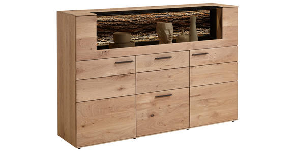 HIGHBOARD Lavia  in 173/116/44 cm  - Eichefarben/Anthrazit, Natur, Glas/Holz (173/116/44cm) - Valnatura