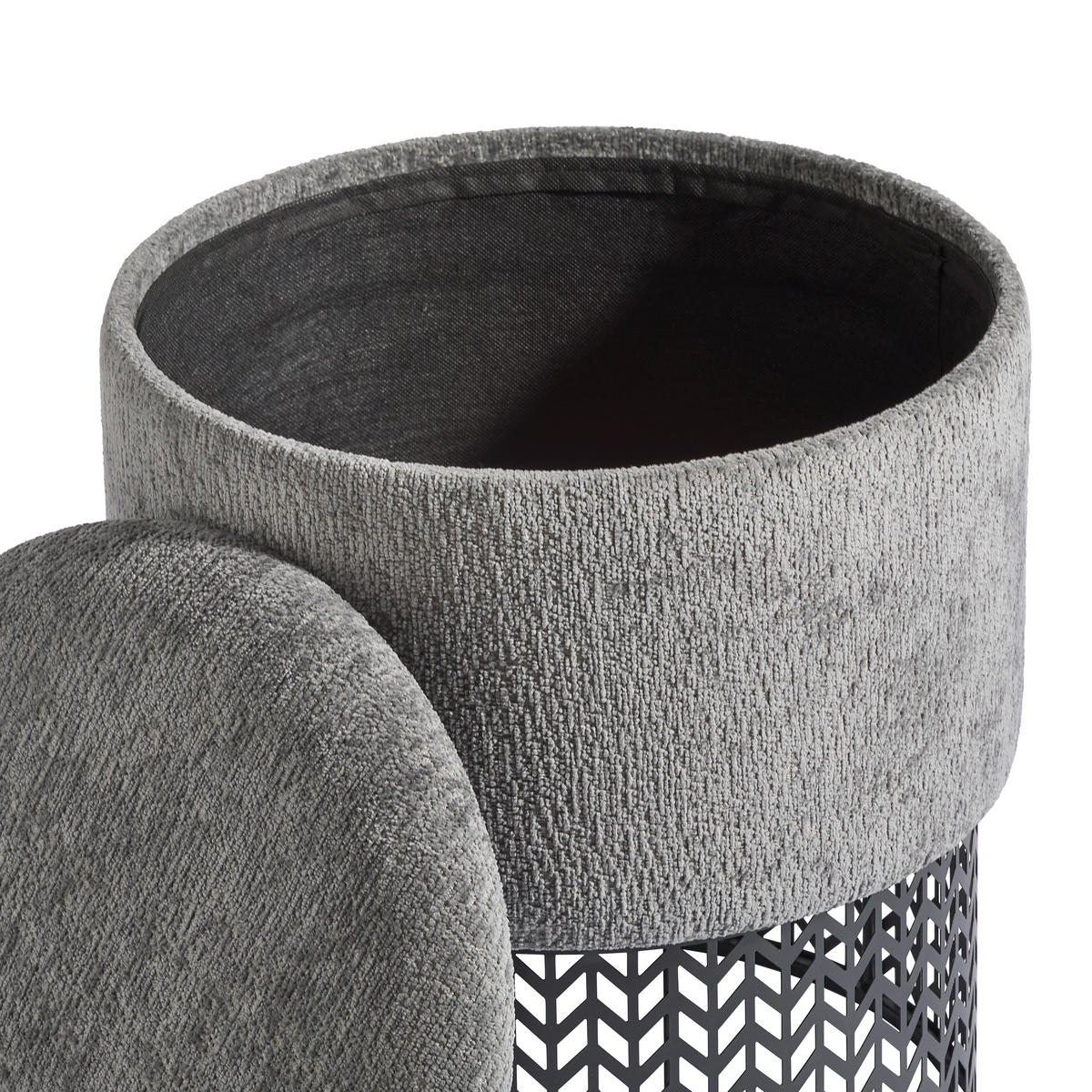 TABURET, kov, textil, kompozitní dřevo, 40/44/40 cm - šedá, Design, kov/kompozitní dřevo (40/44/40cm) - MID.YOU