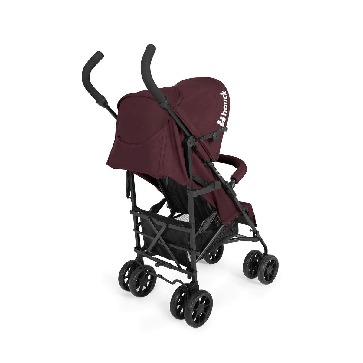 BUGGY Fold N Care  - Beere/Schwarz, Basics, Metall (87/47/107cm) - Hauck