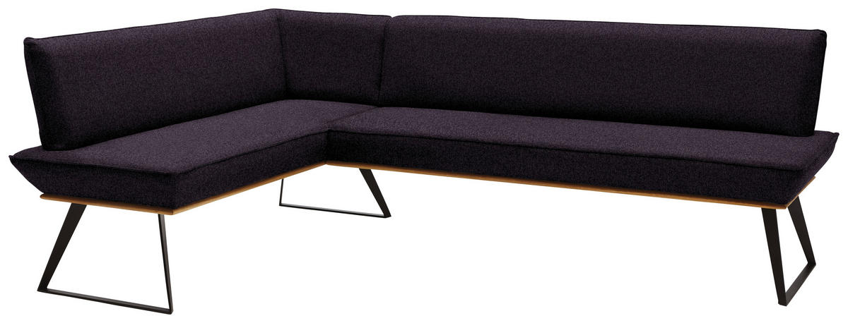 ECKBANK in Holz, Metall, Textil Schwarz, Eichefarben  - Eichefarben/Schwarz, Design, Holz/Textil (163/243cm) - Voleo