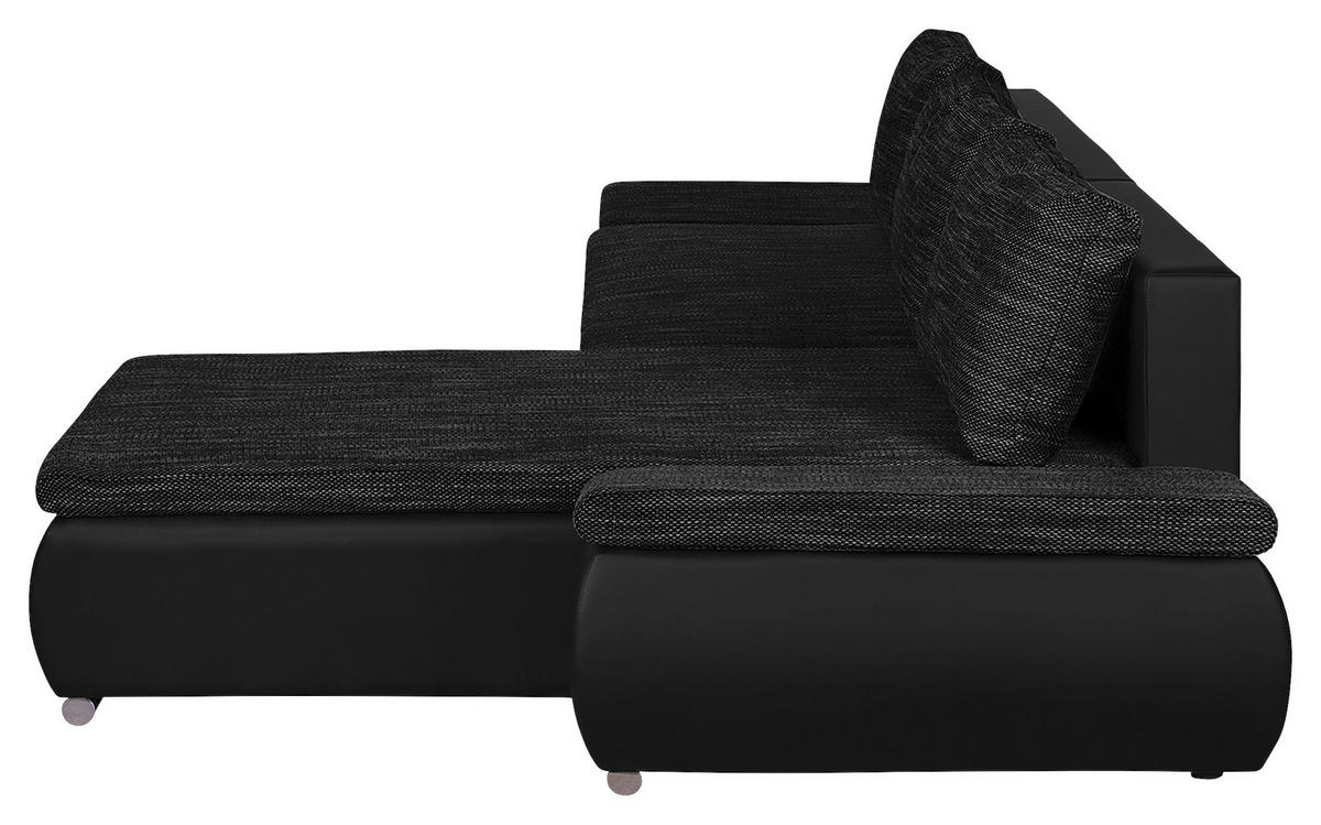 ECKSOFA Schwarz Textilgeflecht  - Chromfarben/Schwarz, Design, Textil (266/175cm) - Livetastic