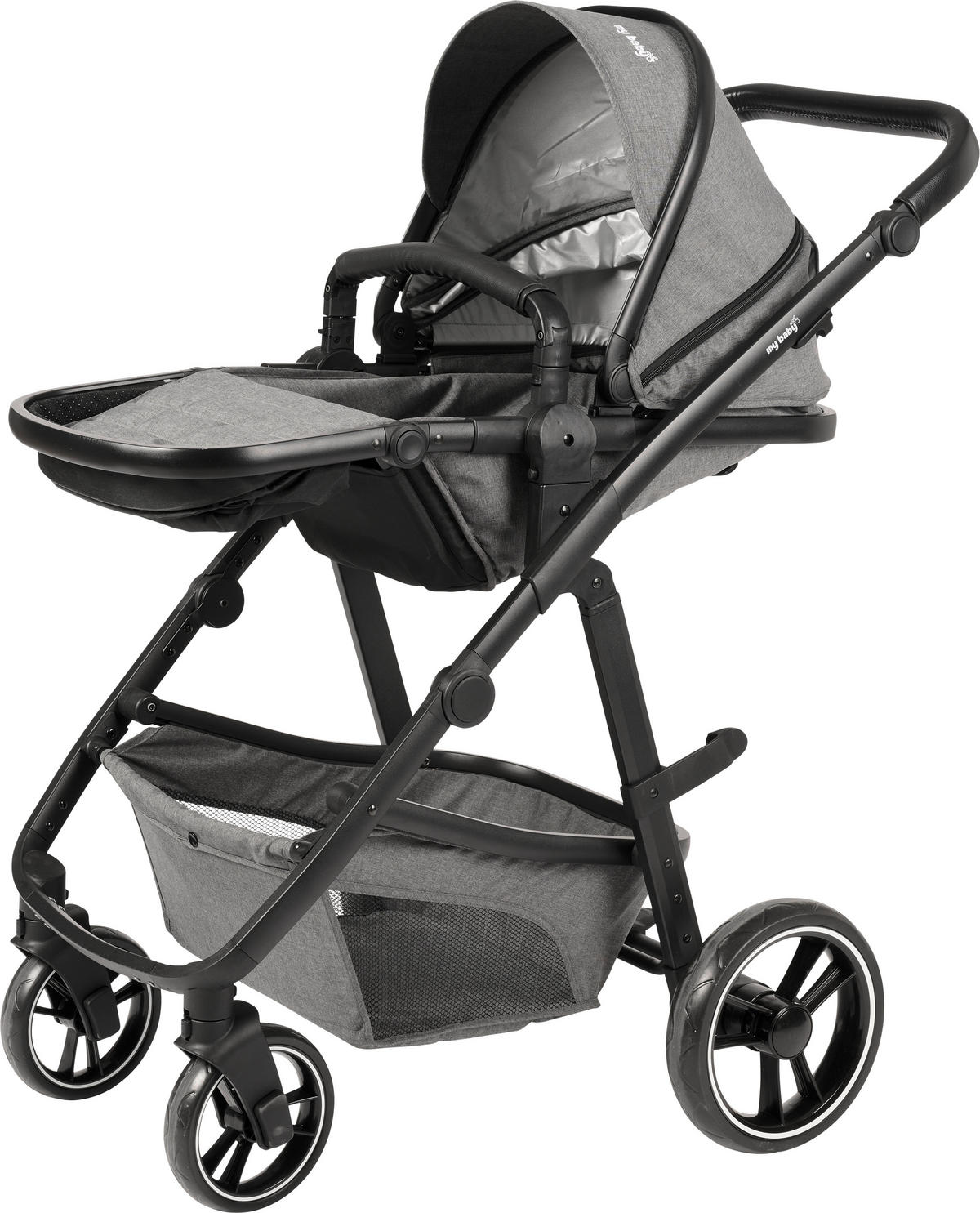 KINDERWAGENSET  Korfu   - Dunkelgrau/Schwarz, Basics, Kunststoff/Textil - My Baby Lou