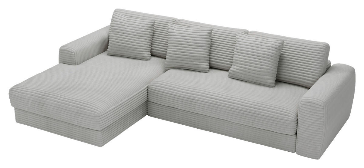 ECKSOFA in Cord Hellgrau  - Hellgrau/Schwarz, Modern, Kunststoff/Textil (182/302cm) - Carryhome