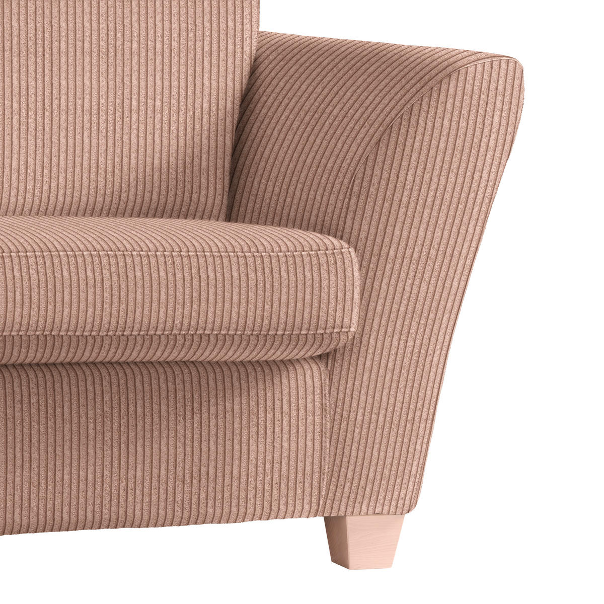 2-SITZER-SOFA in Cord Altrosa  - Altrosa/Naturfarben, Holz/Textil (190/70-85/95cm) - MID.YOU
