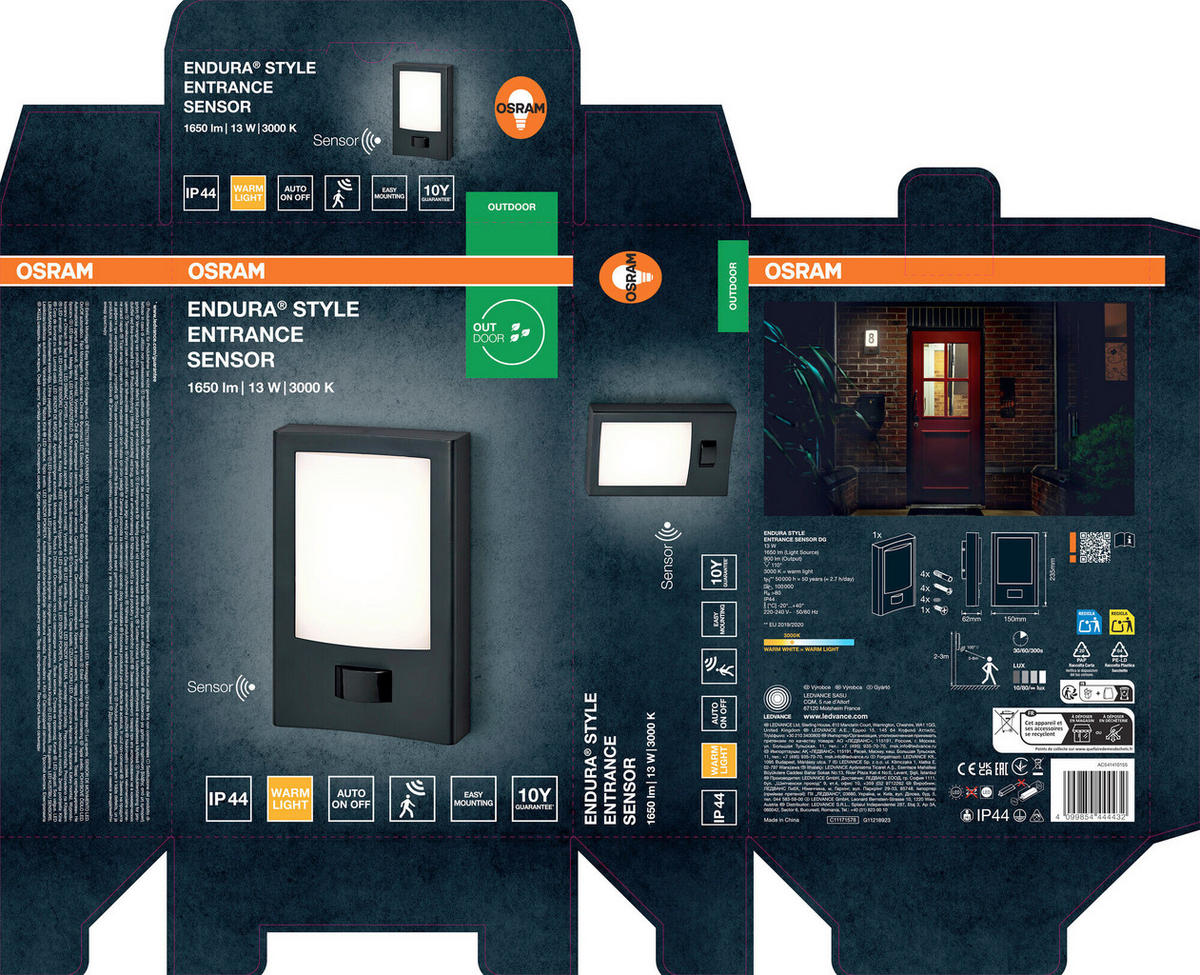 LED-AUßENLEUCHTE 15/6,2/23,5 cm   - Dunkelgrau, Basics, Kunststoff/Metall (15/6,2/23,5cm) - Osram