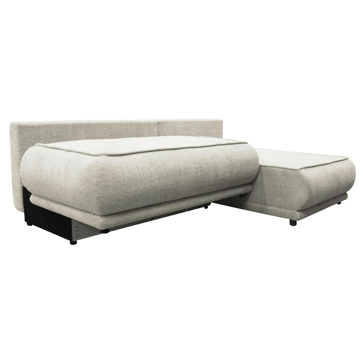 ECKSOFA PAROS Creme Bouclé  - Creme/Schwarz, Design, Kunststoff/Textil (277/179cm) - MID.YOU