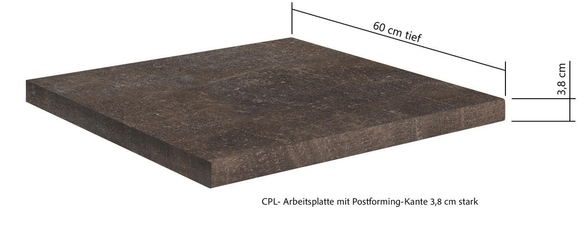 KÜCHENBLOCK 300 cm   in Graphitfarben, Eichefarben  - Eichefarben/Schwarz, Lifestyle, Holzwerkstoff/Metall (300cm) - Held