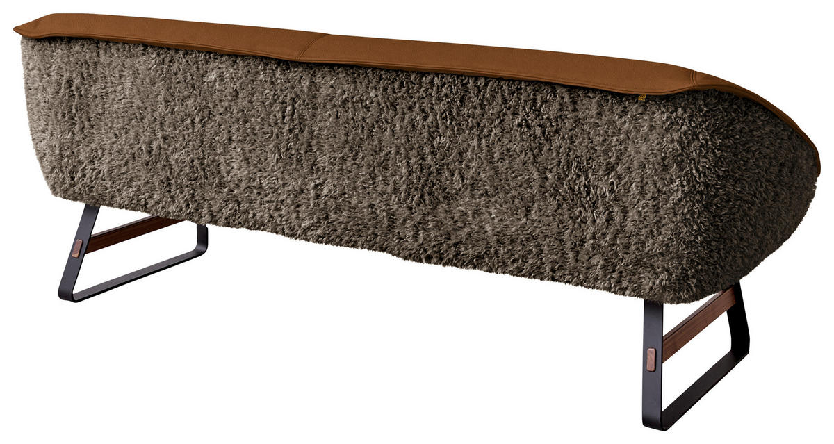 SITZBANK Textil, Leder Braun  - Schwarz/Braun, Design, Leder/Holz (229/88/80cm) - Koinor