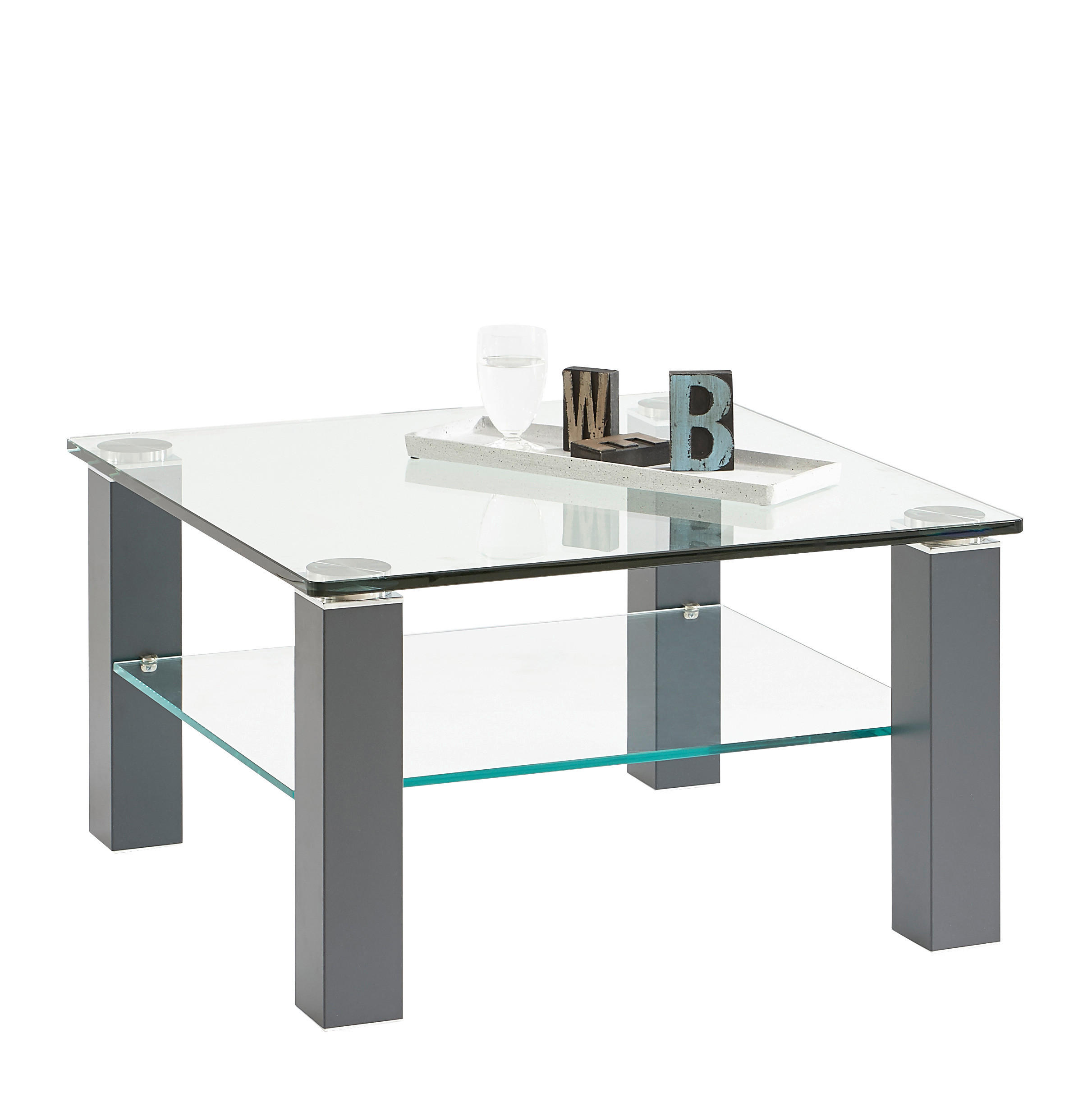 COUCHTISCH in Metall, Glas 75/75/43 cm  - Design, Glas/Kunststoff (75/75/43cm)