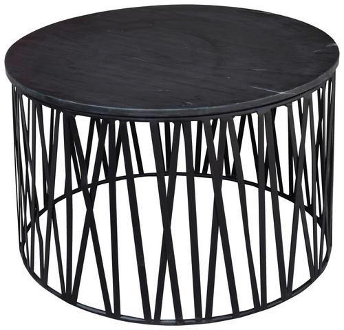 COUCHTISCH in Metall, Stein 76/76/45 cm  - Schwarz, Design, Stein/Metall (76/76/45cm)
