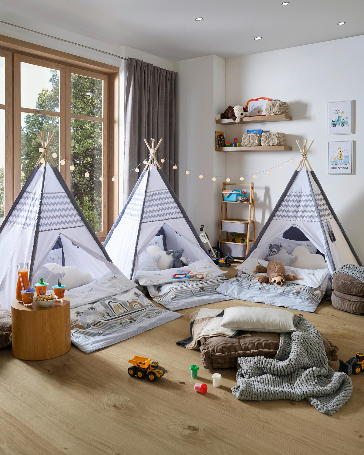 SPIELZELT - Hellgrau/Weiß, Basics, Holz/Textil (120/150/120cm) - My Baby Lou