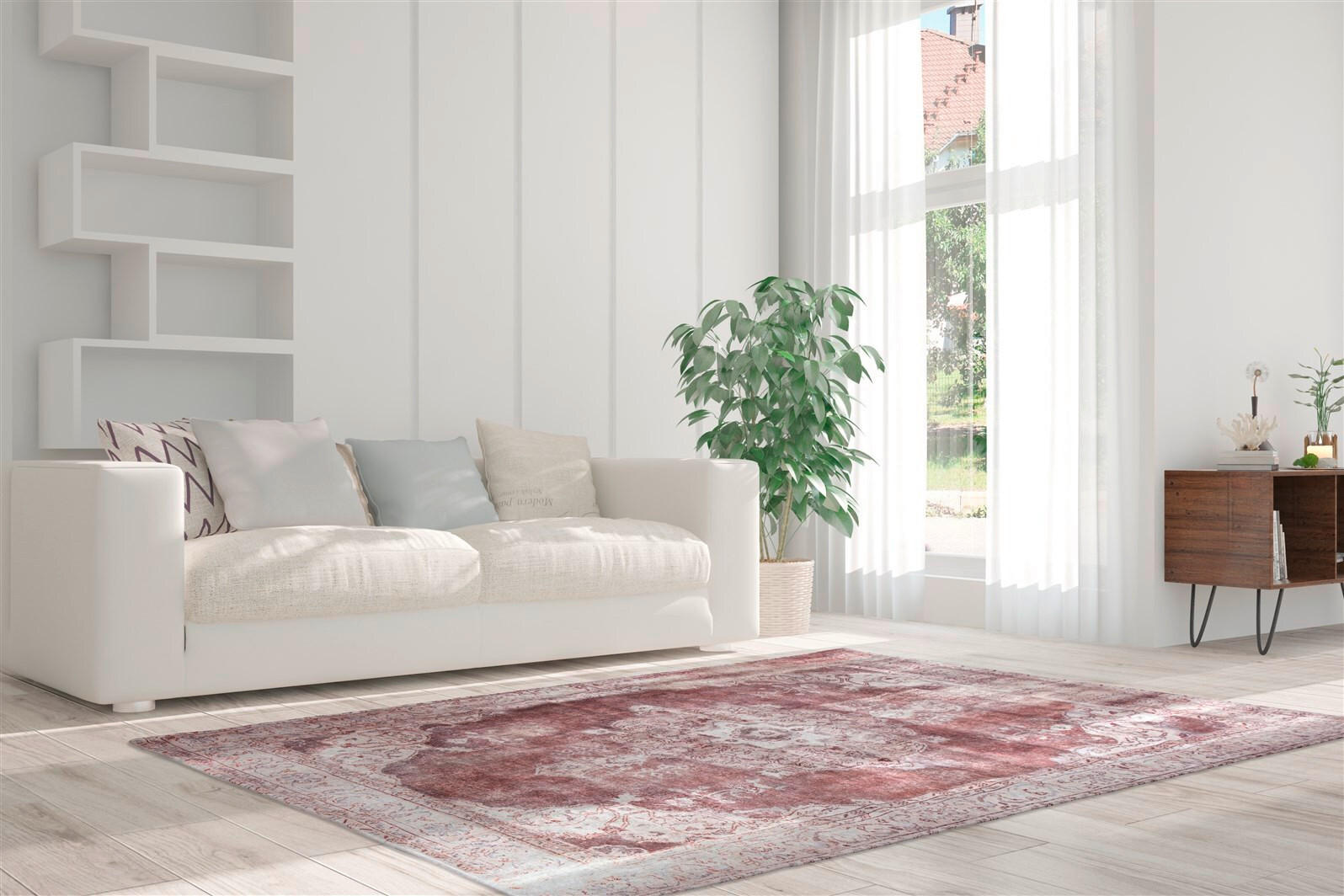 Thumbnail - Kayoom Flachwebeteppich Vintage 8400 Elfenbein, Creme, Textil, Vintage, rechteckig, 140x200 cm, pflegeleicht, Teppiche &...