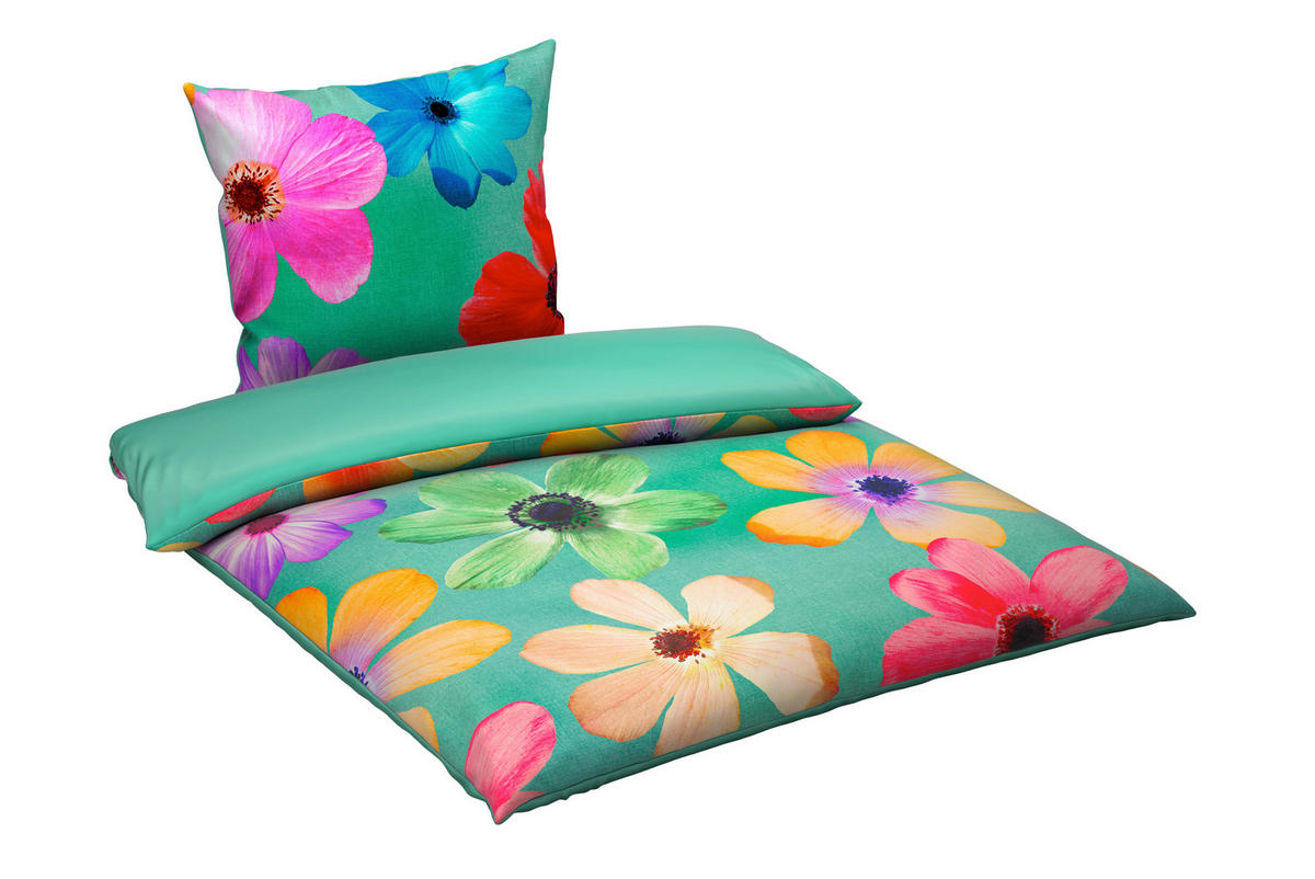 WENDEBETTWÄSCHE Satin 135/200 cm  - Multicolor/Grün, Natur, Textil (135/200cm) - Esposa