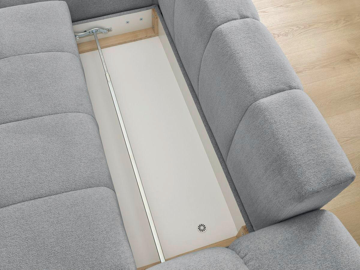 ECKSCHLAFSOFA EVEREST  mit Rücken echt, Armteil links, Armteil rechts Flachgewebe Dunkelgrau  - Dunkelgrau/Schwarz, MODERN, Kunststoff/Textil (180/318cm) - Livetastic