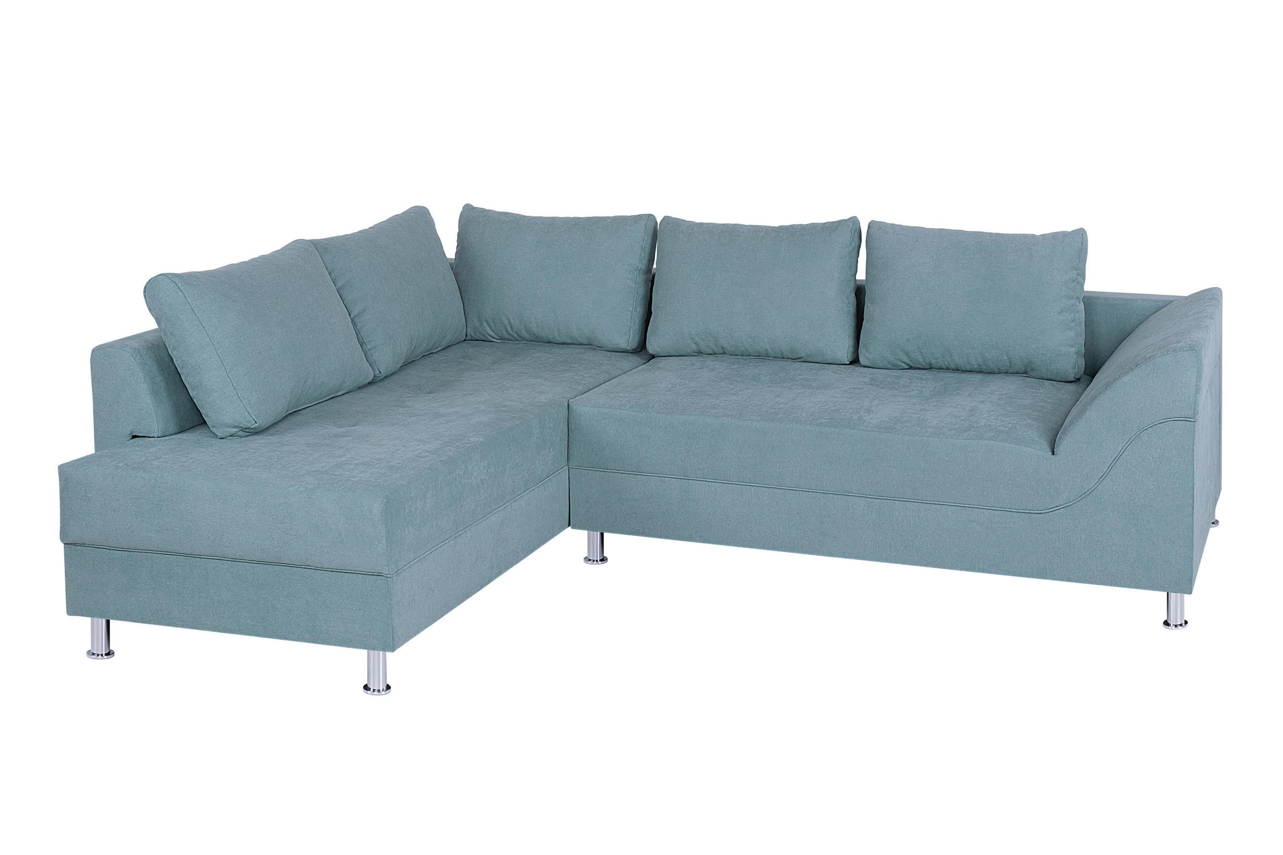 ECKSOFA Mintgrün Webstoff  - Chromfarben/Schwarz, Design, Kunststoff/Textil (200/267cm) - P & B