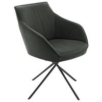 ARMLEHNSTUHL  in Stahl Echtleder naturbelassen  - Dunkelgrün/Schwarz, Design, Leder/Metall (60/84/67cm) - Koinor