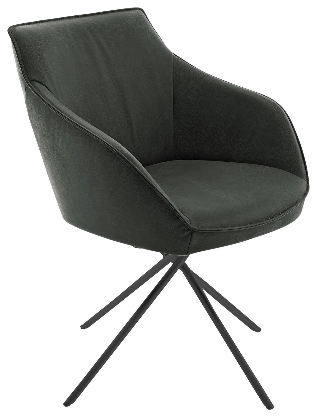 ARMLEHNSTUHL  in Stahl Echtleder naturbelassen  - Dunkelgrün/Schwarz, Design, Leder/Metall (60/84/67cm) - Koinor