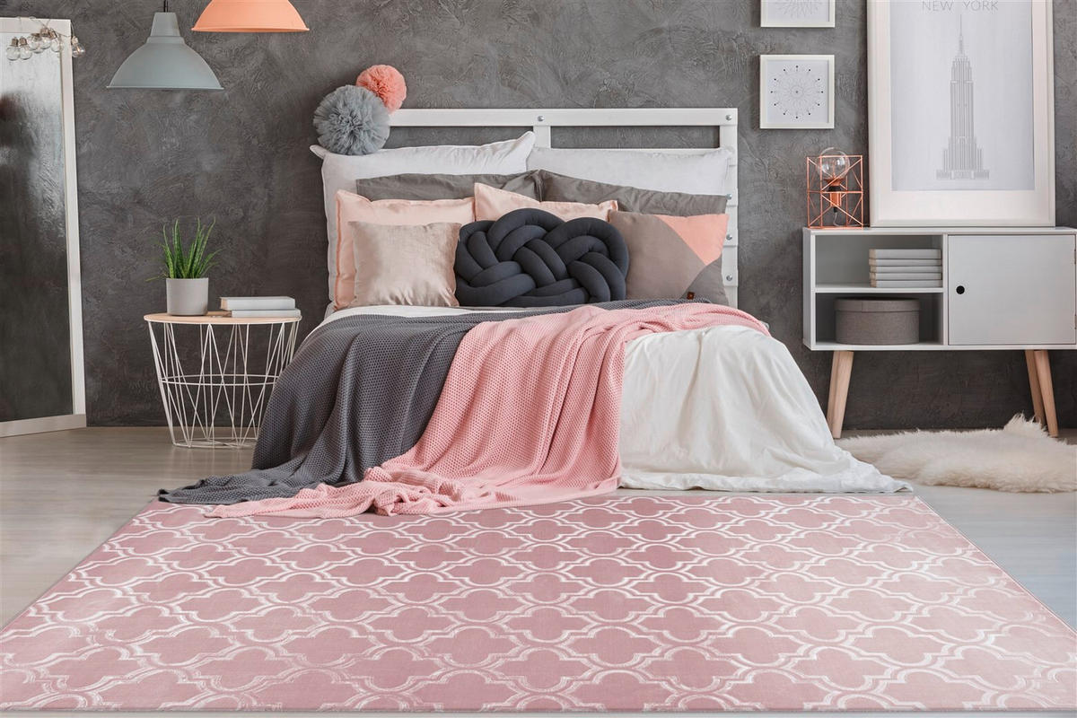 PLOCHO TKANÝ KOBEREC, 160/230 cm, ružová - ružová, Konventionell, textil/plast (160/230cm)