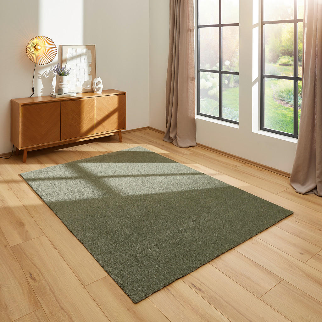 Thumbnail - Novel Teppich, Hellgrün, Textil, Uni, rechteckig, 140x200 cm, Oeko-Tex® Standard 100, beliebig kürzbar, für Fußbodenheiz...