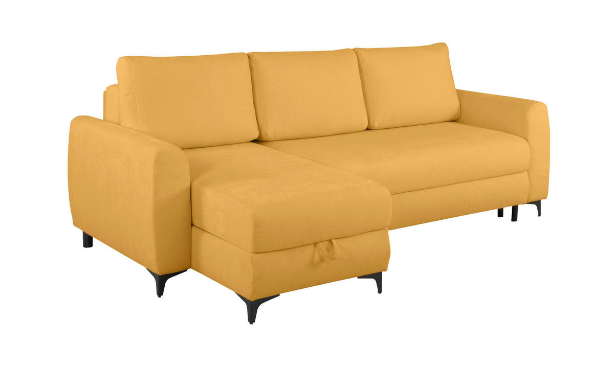 ECKSOFA Moli Gelb  - Gelb/Schwarz, Design, Textil/Metall (236/148cm) - MID.YOU