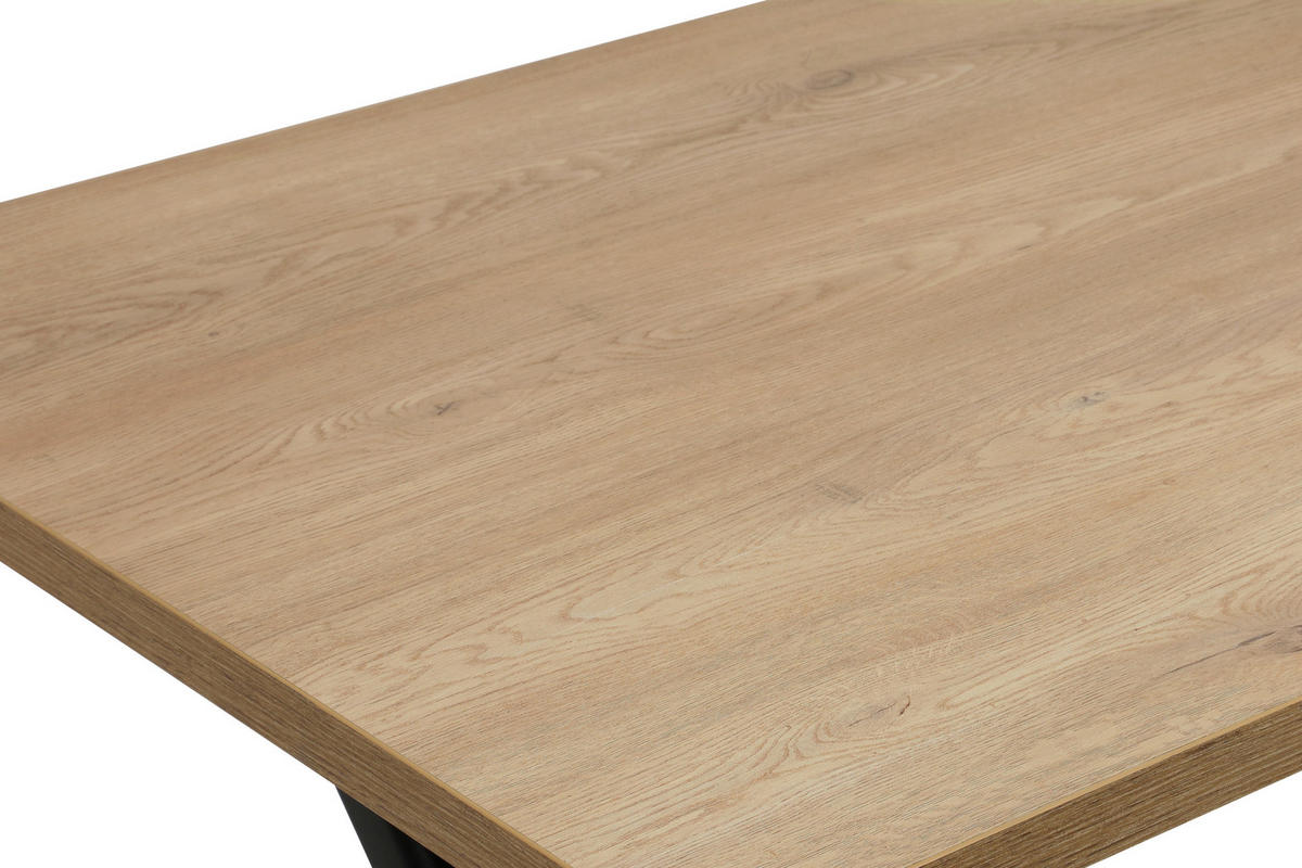 ESSTISCH 140/76/90 cm Nachbildung  Metall, Holzwerkstoff rechteckig Schwarz, Eiche Artisan  - Schwarz/Eiche Artisan, MODERN, Holzwerkstoff/Metall (140/76/90cm) - P & B