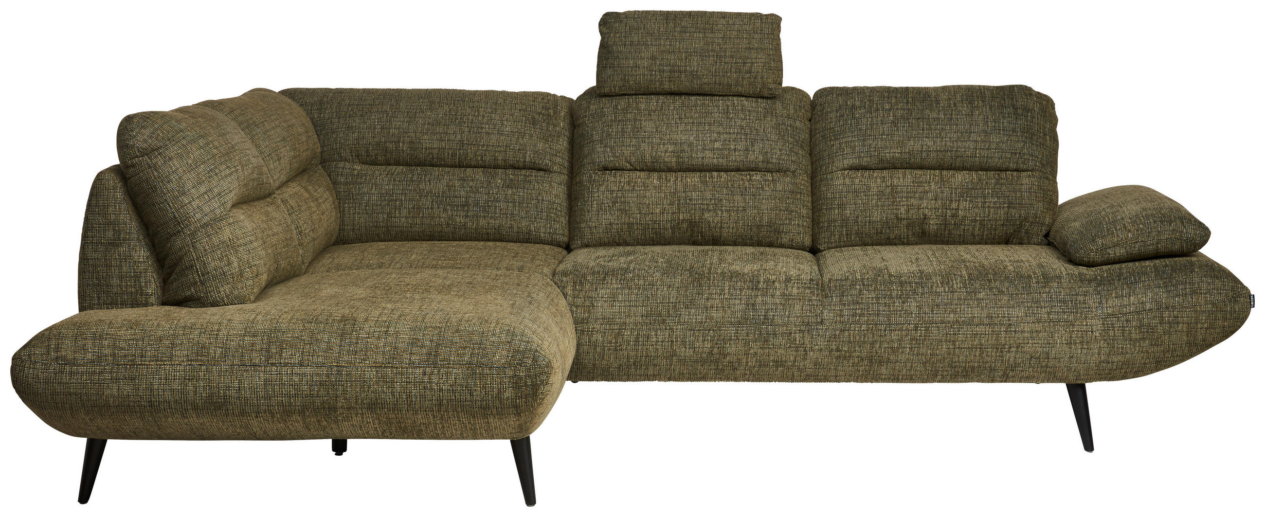 ECKSOFA in Chenille Olivgrün  - Schwarz/Olivgrün, Design, Textil/Metall (213/286cm) - Welnova