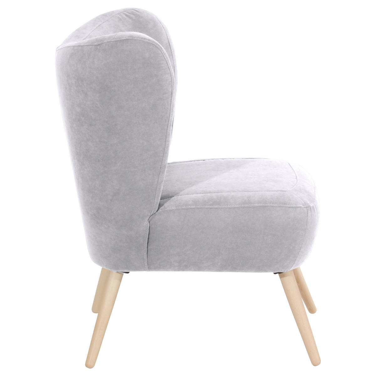 FAUTEUIL in Velours Silberfarben  - Silberfarben/Naturfarben, Design, Holz/Holzwerkstoff (70/86/69cm) - Max Winzer