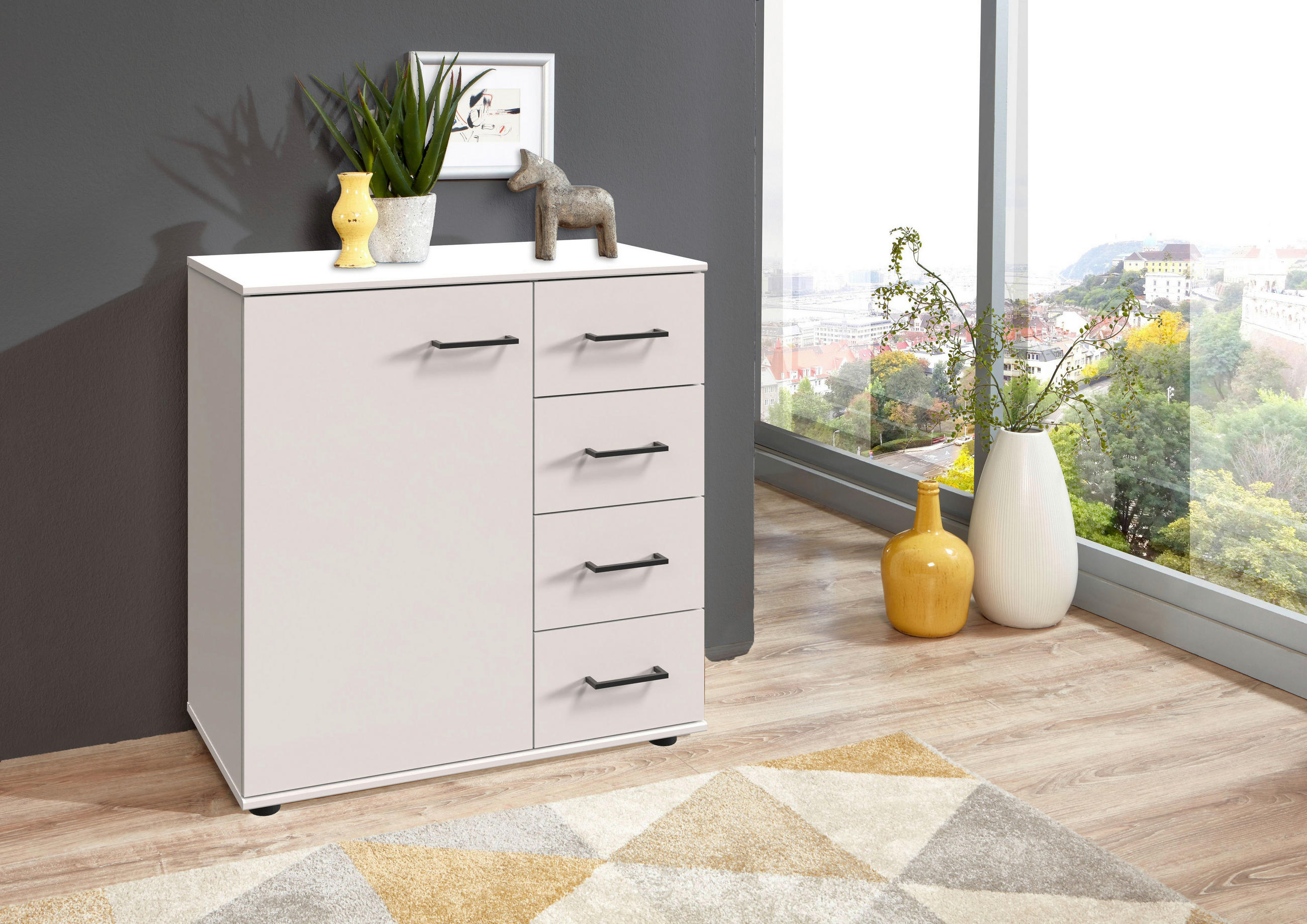 KOMMODE 81/83/41 cm  in Weiss  - Weiss/Schwarz, Konventionell, Holzwerkstoff/Kunststoff (81/83/41cm) - Carryhome