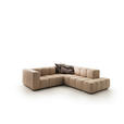 ECKSOFA in Echtleder Hellbraun  244/255 cm  - Hellbraun/Schwarz, Design, Leder/Metall (244/255cm) - Emilio Belluti