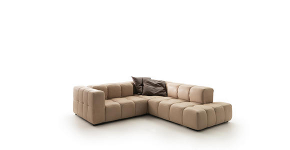 ECKSOFA in Echtleder Hellbraun 244/255 cm - Hellbraun/Schwarz, Design, Leder/Metall (244/255cm) - Emilio Belluti