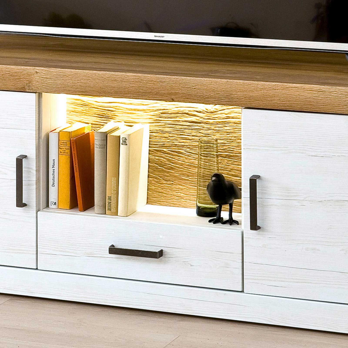 HYLLKOMBINATION  i ekfärgad, pinjefärg  297/205/50 cm  - grafitfärgad/svart, Design, metall/trämaterial (297/205/50cm) - MID.YOU