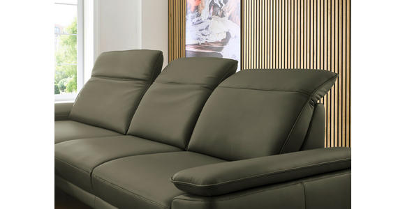 ECKSOFA in Echtleder Grau, Grün 193/332 cm - Schwarz/Grau, Design, Leder/Metall (193/332cm) - Dieter Knoll