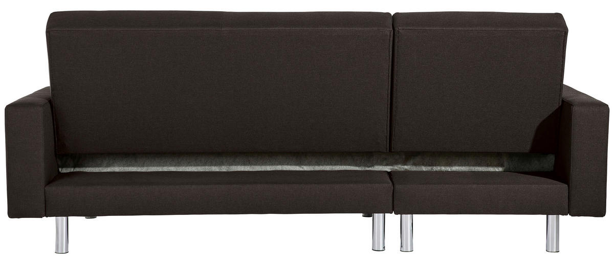 ECKSCHLAFSOFA inkl. Hocker in Dunkelbraun Textil   - Chromfarben/Dunkelbraun, Konventionell, Textil/Metall (152/230cm) - Max Winzer