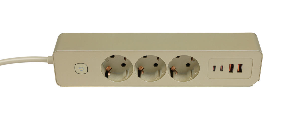 STECKDOSENLEISTE - Goldfarben, Basics, Kunststoff/Metall (24/5,5/4cm) - Mican