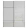 SCHWEBETÜRENSCHRANK  in Grau, Weiß  - Chromfarben/Weiß, KONVENTIONELL, Glas/Holzwerkstoff (181/223/67cm) - Novel