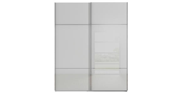 SCHWEBETÜRENSCHRANK in Grau, Weiß - Chromfarben/Weiß, KONVENTIONELL, Glas/Holzwerkstoff (181/223/67cm) - Novel