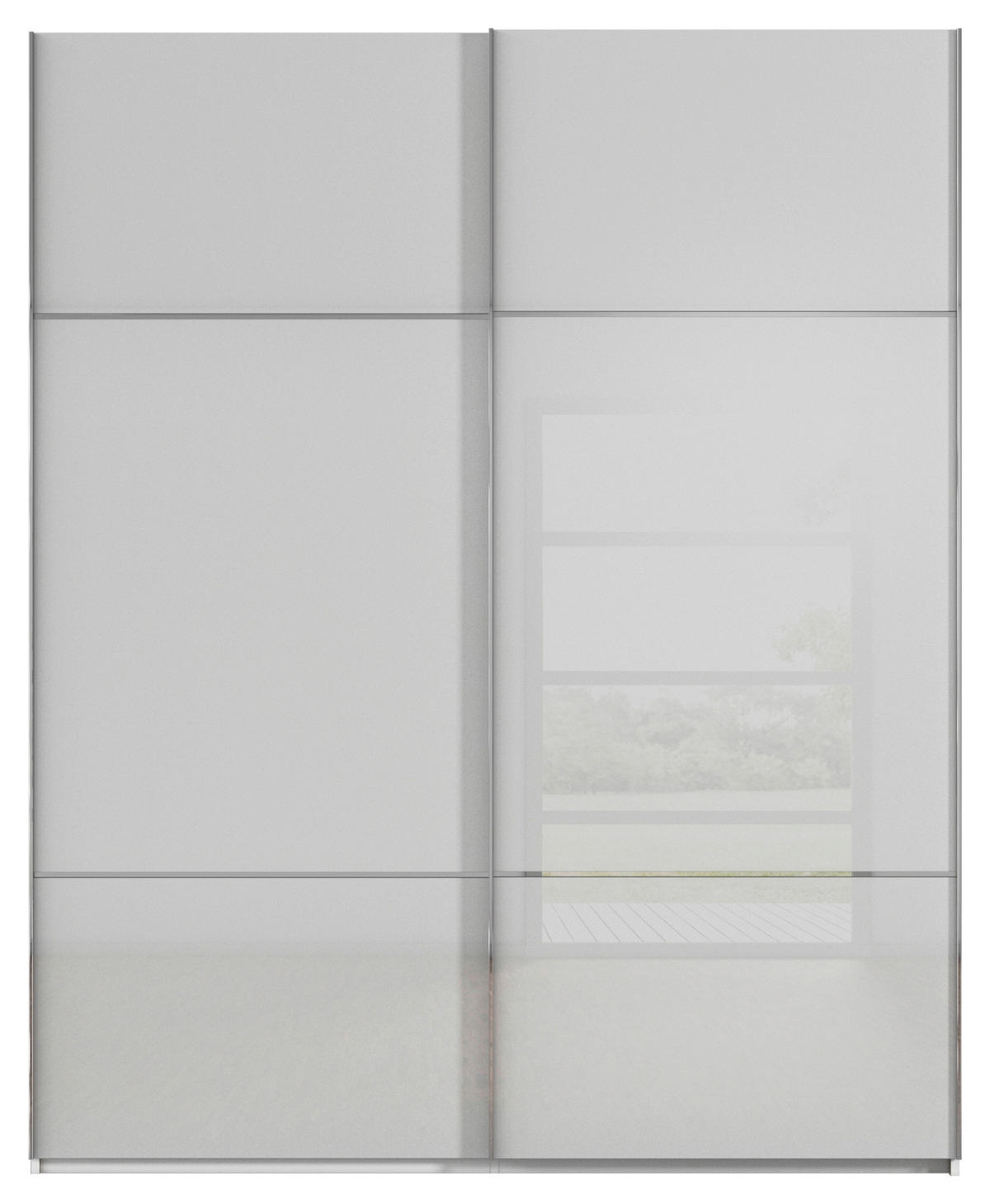 SCHWEBETÜRENSCHRANK in Grau, Weiss  - Chromfarben/Weiss, Konventionell, Glas/Holzwerkstoff (201/223/67cm) - Novel