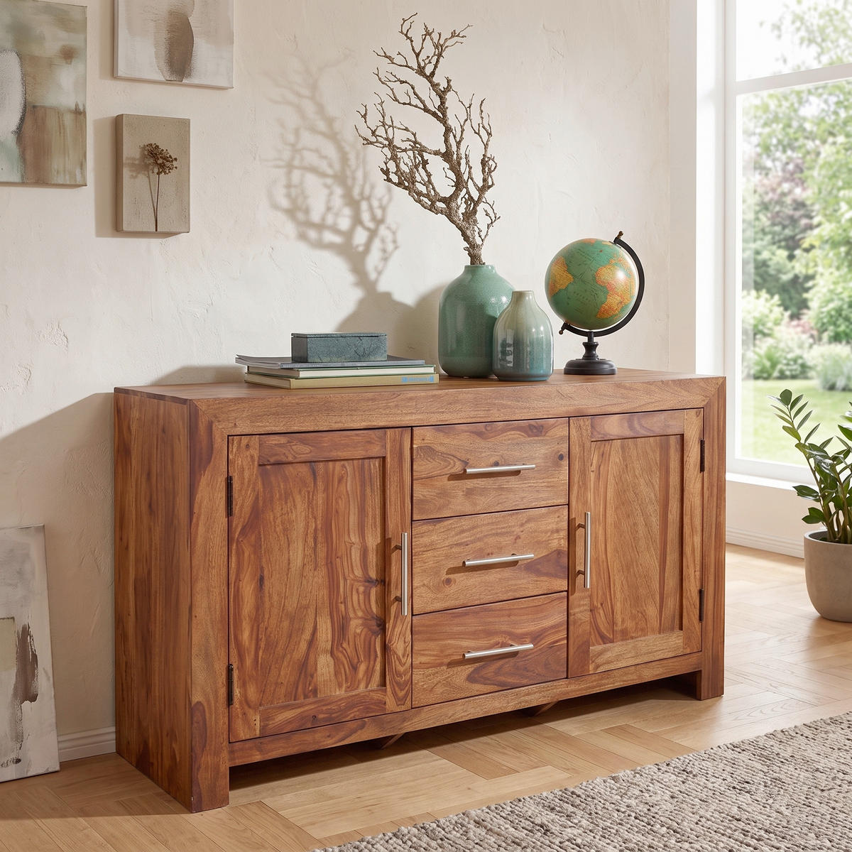 SIDEBOARD 118/70/40 cm  - Silberfarben/Sheeshamfarben, Design, Holz/Metall (118/70/40cm) - MID.YOU