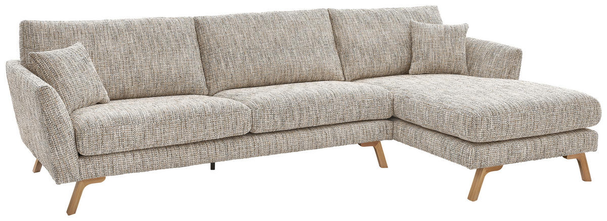 ECKSOFA Creme Webstoff  - Eichefarben/Creme, KONVENTIONELL, Holz/Textil (293/160cm) - SetOne by Musterring