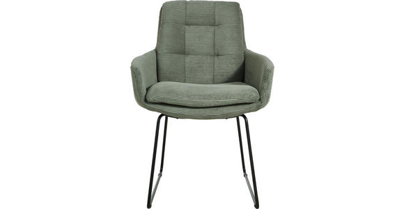 ARMLEHNSTUHL  Stoffauswahl, Typenauswahl, Gestellauswahl Cord  - Schwarz/Olivgrün, Design, Textil/Metall (63/90/69cm) - Johann Jakob
