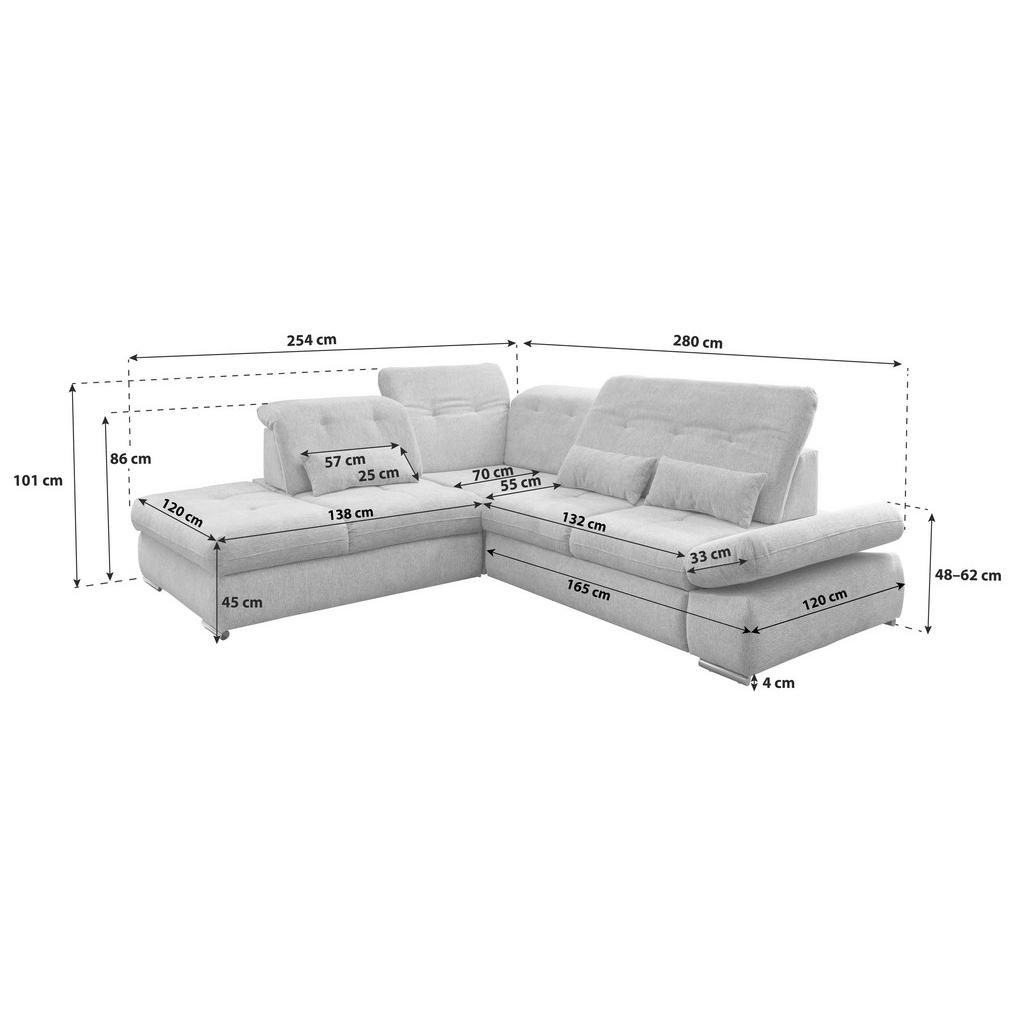 Thumbnail - Livetastic Ecksofa, Hellblau, Textil, Uni, 5-Sitzer, Füllung: Schaumstoff, Ottomane links, L-Form, 280x254 cm, Made in E...