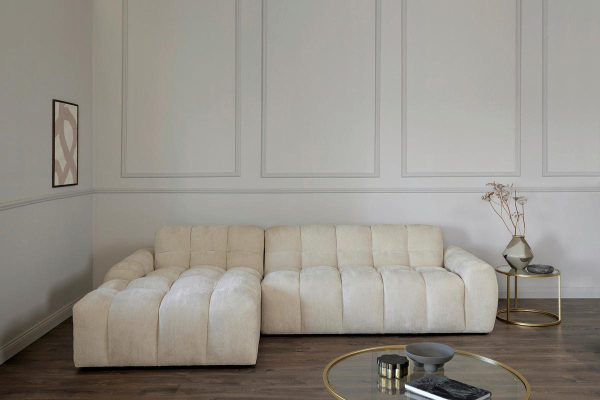 ECKSOFA RELAX BUBBLE CORNER L-L EU Beige Bouclé  - Beige/Schwarz, MODERN, Holz/Kunststoff (305/159cm) - Livetastic