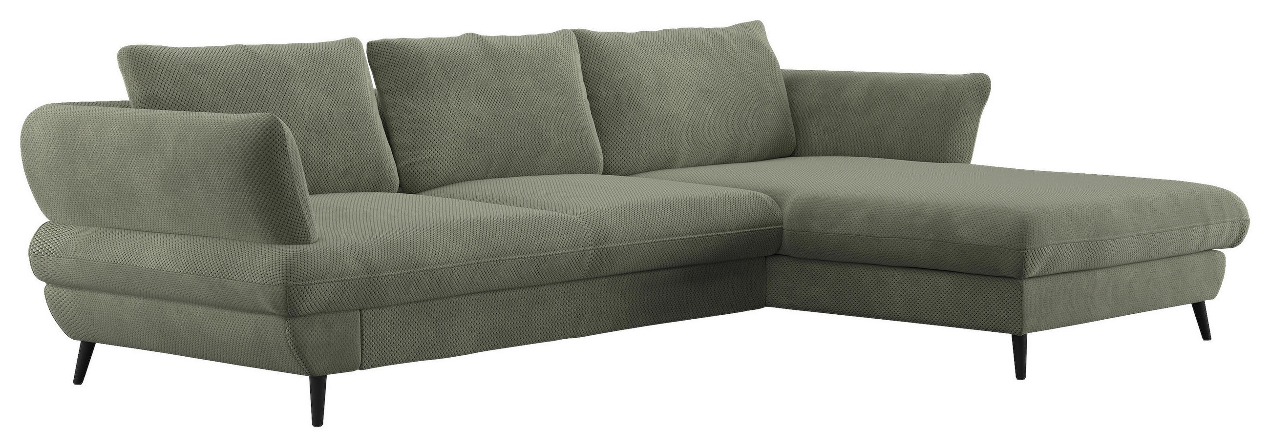 ECKSOFA in Velours Grün  - Schwarz/Grün, Design, Textil/Metall (281/181cm) - Livetastic