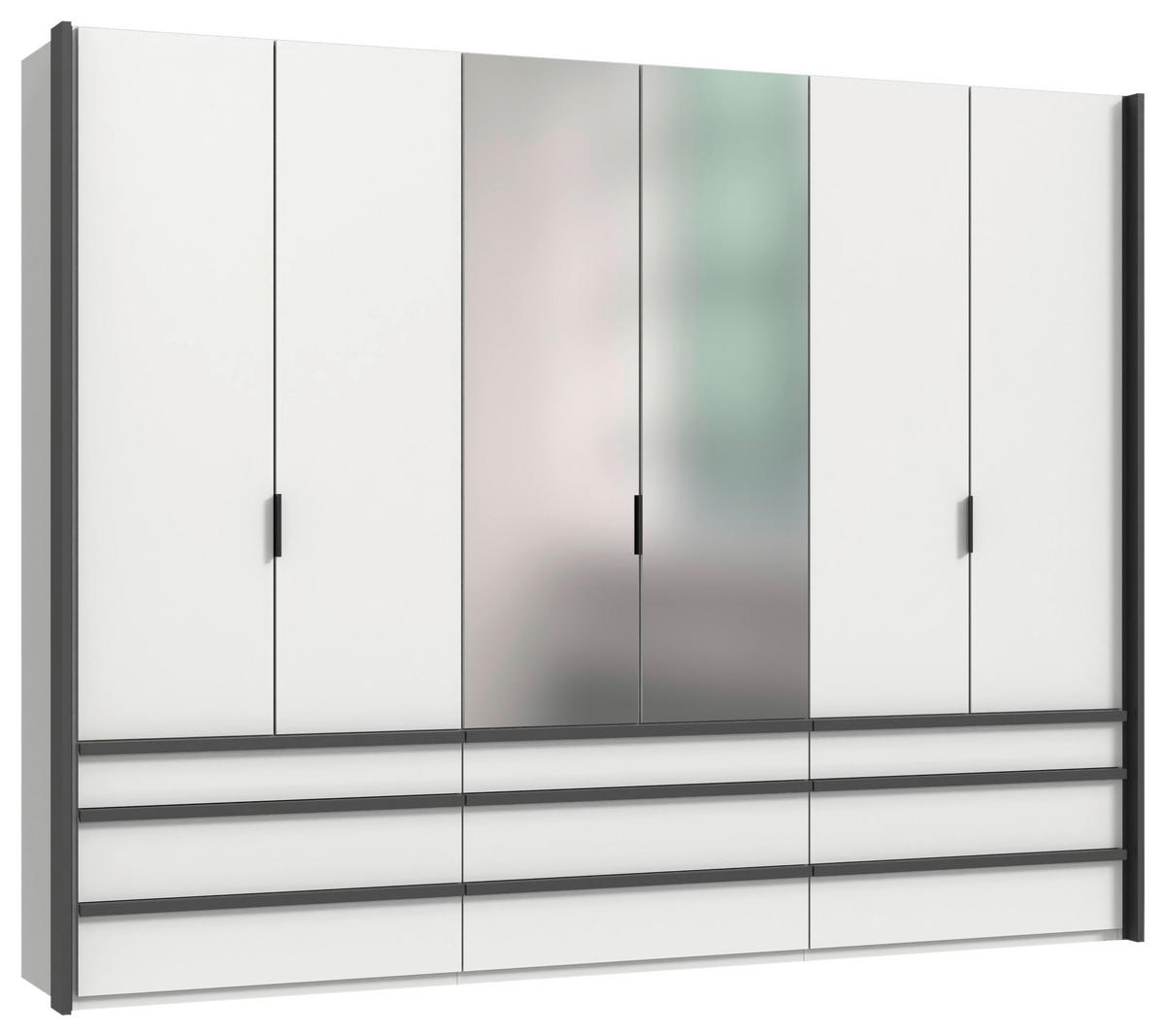 FALTTÜRENSCHRANK in Weiss  - Weiss/Schwarz, Design, Glas/Holzwerkstoff (300/236/58cm) - Boxxx