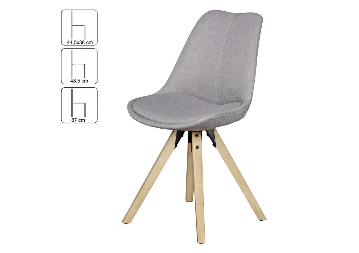 SET STOLOV, les, umetna masa, tekstil siva  - siva/barve hrasta, Design, umetna masa/tekstil (48/89/42cm) - MID.YOU