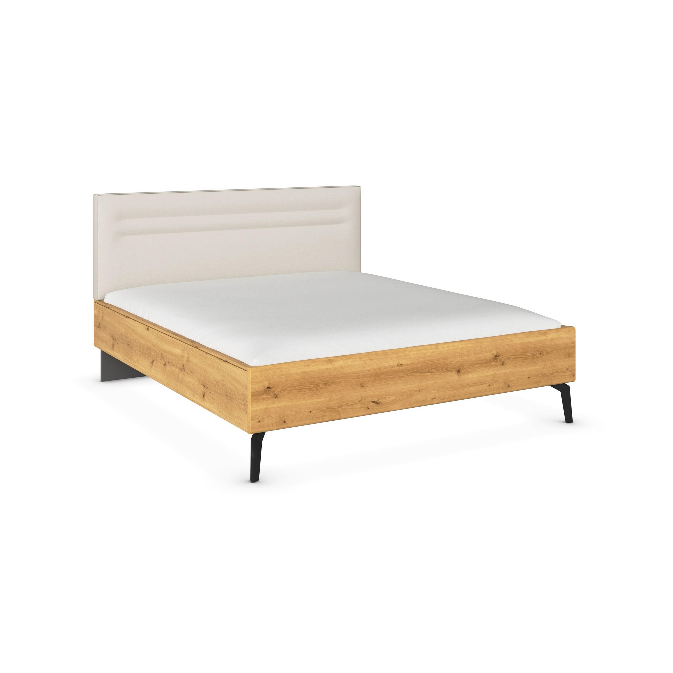 BETT 180/200 cm,  in Eichefarben, Champagner,  - Champagner/Eichefarben, Design, Holz/Textil (180/200cm) - Novel