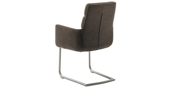 ARMLEHNSTUHL in Edelstahl Webstoff - Edelstahlfarben/Cappuccino, Design, Textil/Metall (61/90/64cm) - Dieter Knoll
