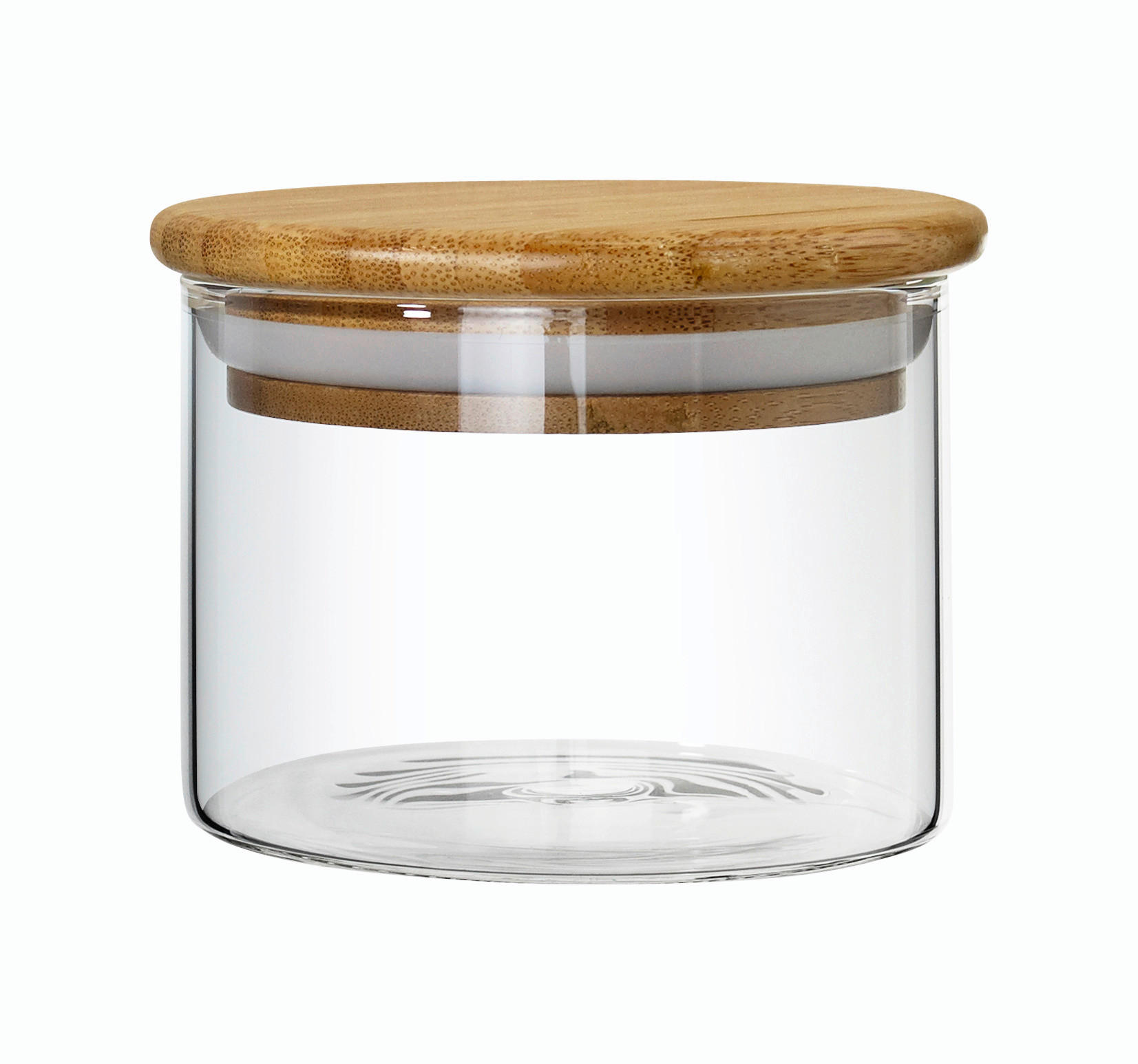 ÉTELTÁROLÓ DOBOZ  0,4 l  - világosbarna/átlátszó, Basics, üveg/fa (9,5/7cm) - Homeware Profession.