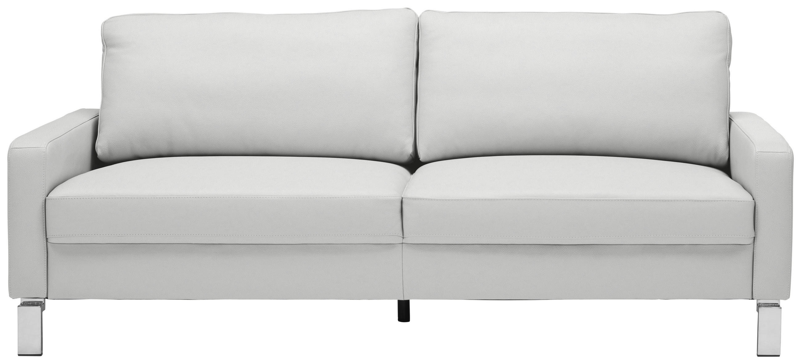 3-SITZER-SOFA  in Echtleder Hellgrau  - Chromfarben/Hellgrau, Design, Leder/Metall (204/81/97cm) - Pure Home Lifestyle