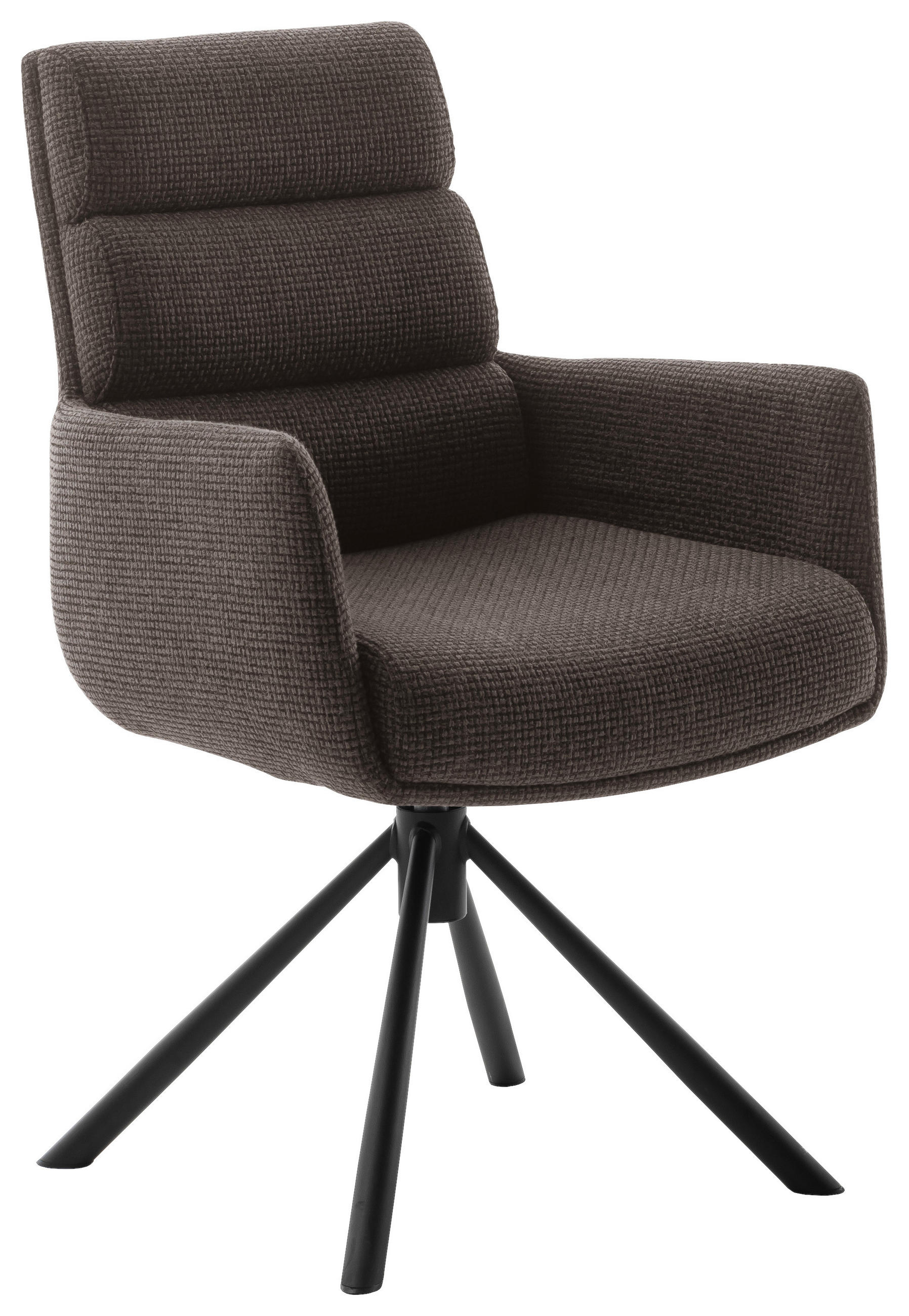 ARMLEHNSTUHL  Stoffauswahl, Typenauswahl, Sitzfläche 360° drehbar, Gestellauswahl Webstoff  Schwarz, Cappuccino  - Schwarz/Cappuccino, Design, Textil/Metall (61/90/64cm) - Dieter Knoll